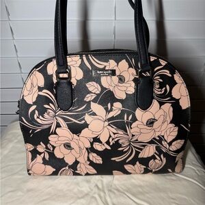 Kate Spade Black and Peach Floral Satchel